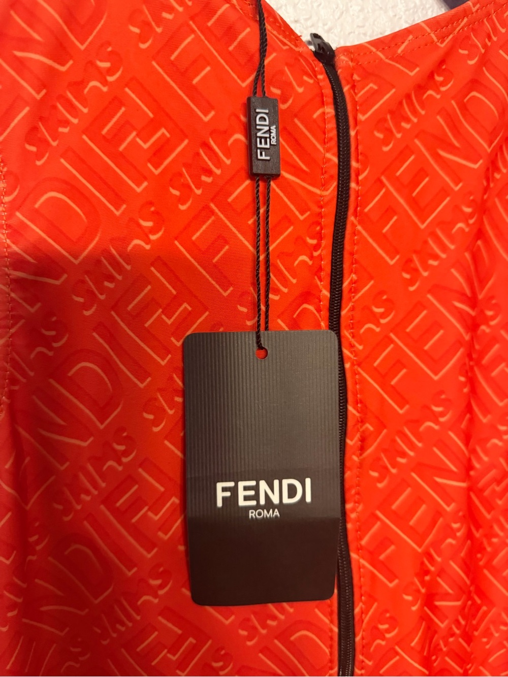 Fendi Bright Orange Logo Jacquard Sleeveless Piece - Picture 3 of 4